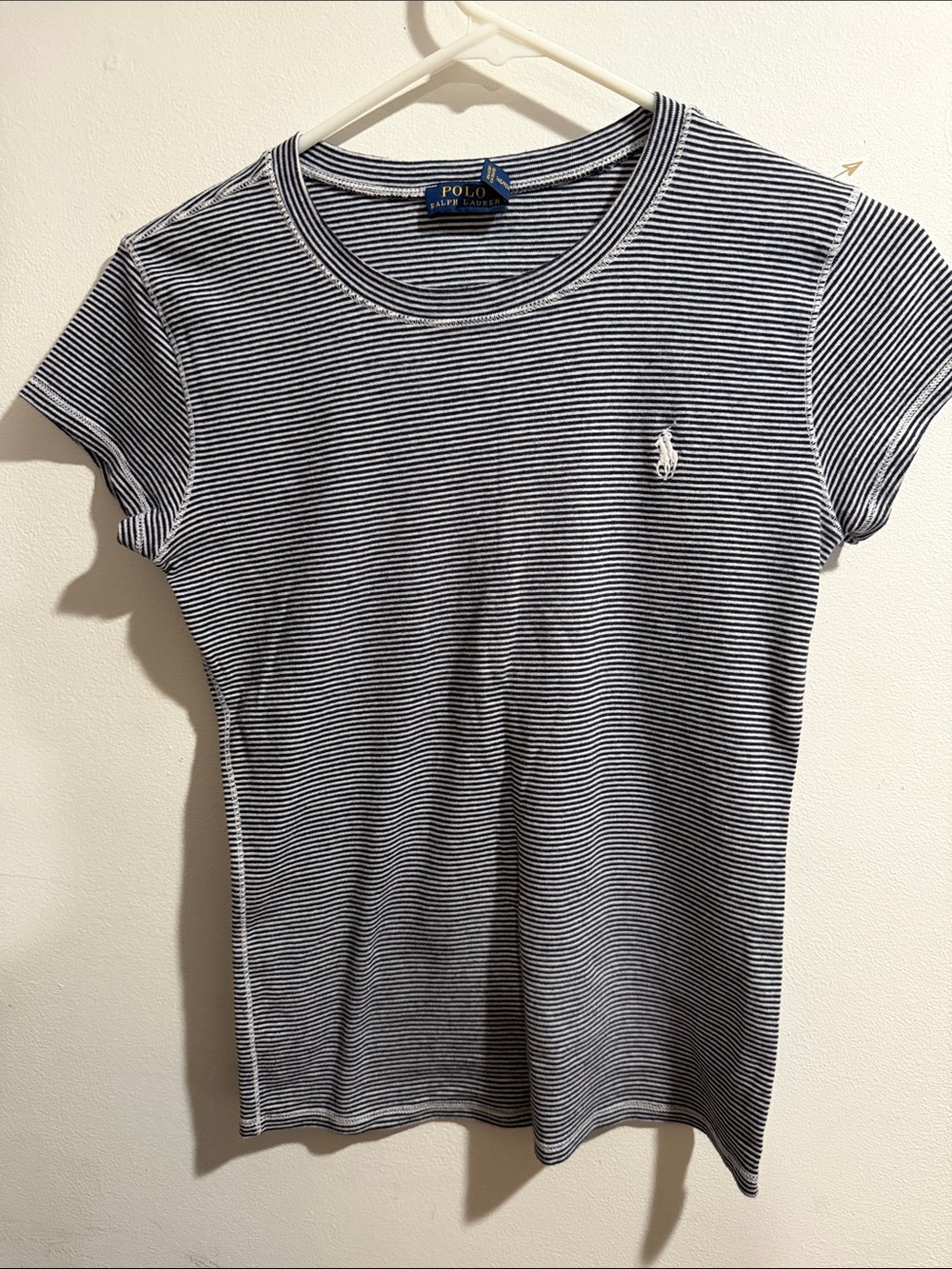 Polo by Ralph Lauren Navy & White Microstripe Crewneck Tee